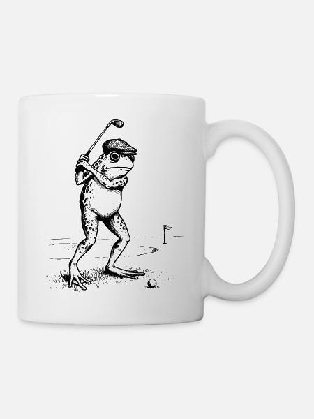 Funny Frog is playing golf - Mug - white