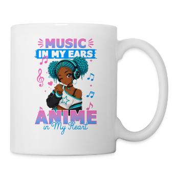 Anime and Music Chibi Black Girl - Mug - white - Right