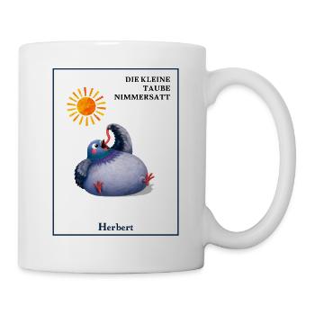 DIE KLEINE TAUBE NIMMERSATT - Herbert mit Wurm - Tasse - Weiß - Rechts