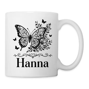 Hanna First Name Butterfly Flowers Gift - Mug - white - Right