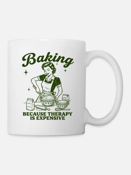 Backen weil Therapie Teuer Ist Retro - Tasse - Weiß