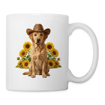 Cowboyhund mit Sonnenblumen - Tasse - Weiß - Rechts