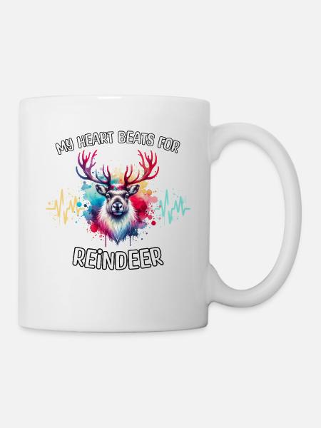 Rentier Herzlinie - Tasse - Weiß
