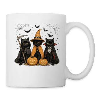 Halloween Katzen als Hexe und Vampir verkleidet. L - Tasse - Weiß - Rechts