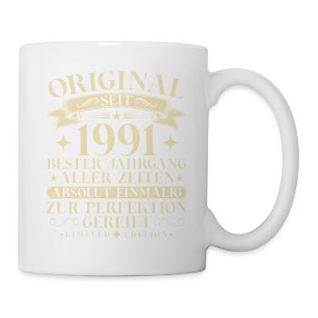 Vintage 1991 Jahrgang Geburtstag Retro - Tasse - Weiß - Rechts