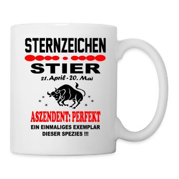 Stier Sternzeichen Horoskop Aszendent Perfekt - Tasse - Weiß - Rechts
