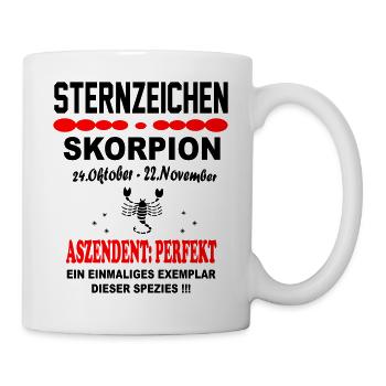 Skorpion Sternzeichen Horoskop Aszendent Perfekt - Tasse - Weiß - Rechts