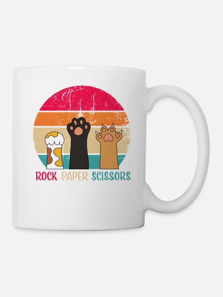 Retro Pfoten Rock Paper Scissors - Tasse - Weiß