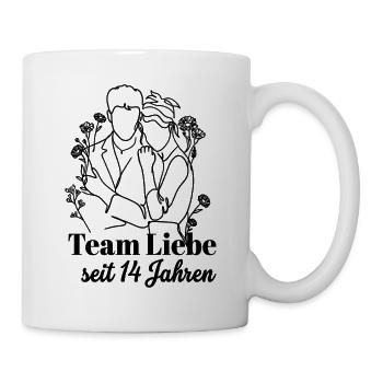 Team Liebe seit 14 Jahren Jahrestag Geschenk Paar - Tasse - Weiß - Rechts