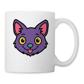 Lila Katzen-Pop-Art-Gesicht - Tasse - Weiß - Rechts