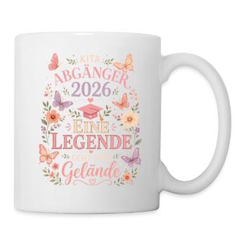 Kita Abgänger 2026 mit Blumen und Schmetterlingen - Tasse - Weiß - Rechts