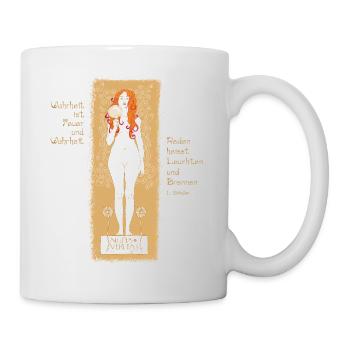 KLIMT vs POESIE: Nuda Veritas 1898 (f.Vollformat)  - Tasse - Weiß - Rechts