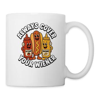 Always cover the Viennese! Funny hot dog - Mug - white - Right