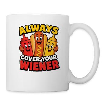 Always cover the Viennese! Funny hot dog - Mug - white - Right