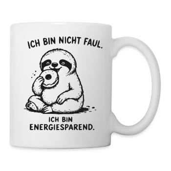 Ich bin energiesparend Faultier - Tasse - Weiß - Rechts