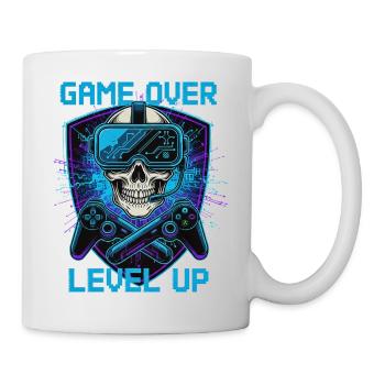 GAME OVER LEVEL UP - Cyber Gamer Skull, VR Glasses - Mug - white - Right