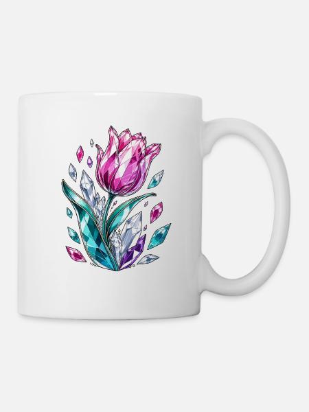 Kristall Tulpenblüte Diamantblume - Tasse - Weiß