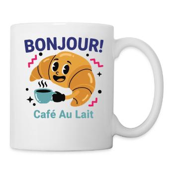 Breakfast Bonjour Cafe Au Lait Pancake Bacon - Mug - white - Right