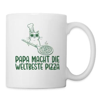 Papa macht die weltbeste Pizza Retro Katze - Tasse - Weiß - Rechts