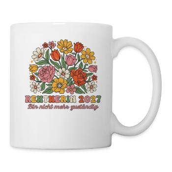 Rentnerin 2027 Nicht mehr zuständig Retro Blumen - Tasse - Weiß - Rechts
