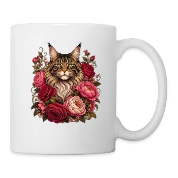 Cat in a wreath of flowers - Mug - white - Right