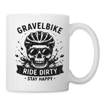 Gravel Bike Skull Ride Dirty Stay Happy - Mug blanc - blanc - Droite