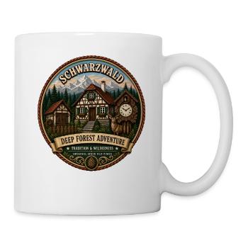 Schwarzwald mit Berge Wald Landschaft Hirsch Uhr - Tasse - Weiß - Rechts