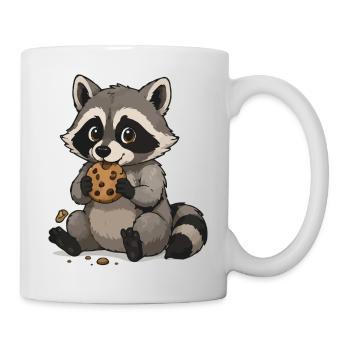 Raton laveur câlin avec biscuit - Mug blanc - blanc - Droite