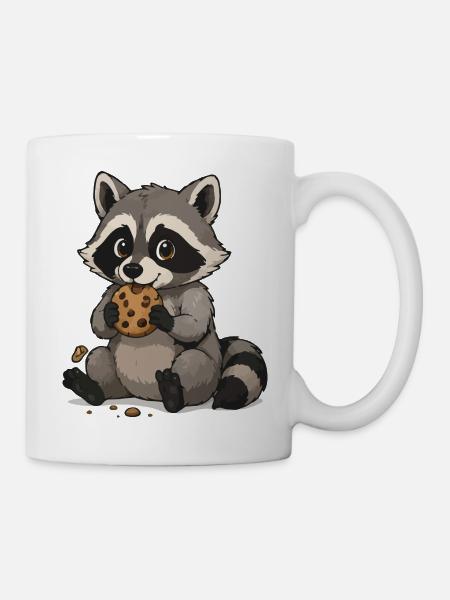 Kuschelwaschbär mit Keks - Tasse - Weiß