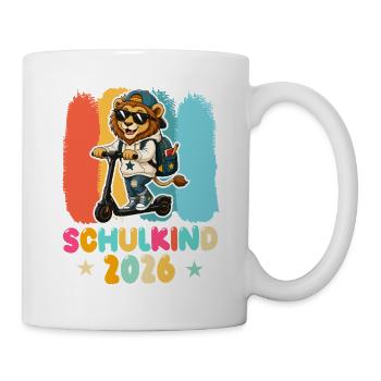 Einschulung Schulkind 2026 Junge Mädchen Löwe - Tasse - Weiß - Rechts