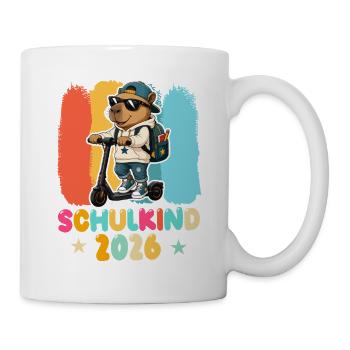 Einschulung Schulkind 2026 Junge Mädchen Cabybara - Tasse - Weiß - Rechts