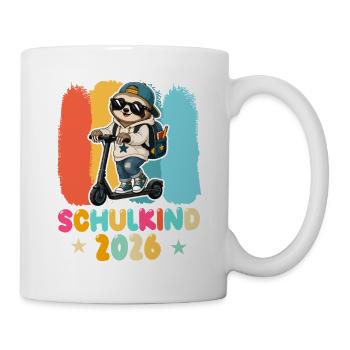 Einschulung Schulkind 2026 Junge Mädchen Faultier - Tasse - Weiß - Rechts