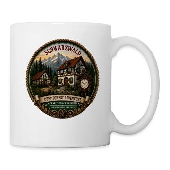 Schwarzwald mit Berge Wald Landschaft Hirsch Uhr - Tasse - Weiß - Rechts