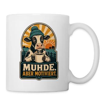 Muhde Aber Motiviert Kuh Shirt - Tasse - Weiß - Rechts
