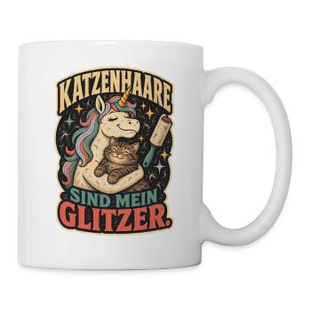 Katzenhaare sind mein Glitzer Shirt - Tasse - Weiß - Rechts
