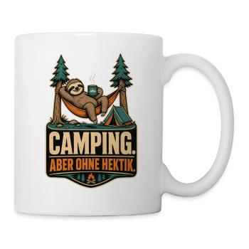 Faultier Camping Ohne Hektik Shirt - Tasse - Weiß - Rechts