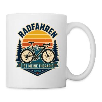 Radfahren ist meine Therapie – Retro Bergtour - Tasse - Weiß - Rechts
