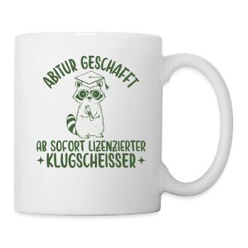 Abitur geschafft Lizenzierter Klugscheißer - Tasse - Weiß - Rechts