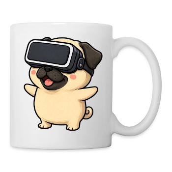 Cute Pug in Virtual Reality Gamer Cartoon - Mug - white - Right