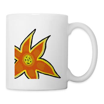 Neon Orange Flower Outline Art - Mug - white - Right