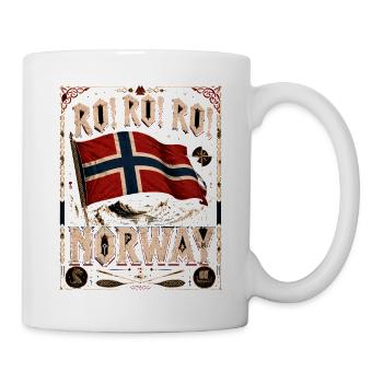 Drapeau norvégien dans un cadre vintage - Mug blanc - blanc - Droite