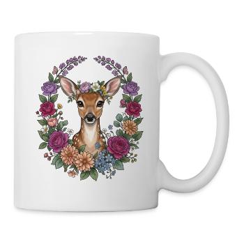 Reh Kitz Blumen Volksfest Trachten Ersatz Damen - Tasse - Weiß - Rechts