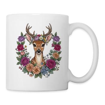 Reh Kitz Blumen Volksfest Trachten Ersatz Damen - Tasse - Weiß - Rechts