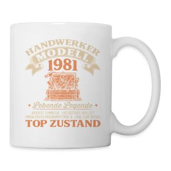 45. Geburtstag Handwerker Modell 1981 - Tasse - Weiß - Rechts