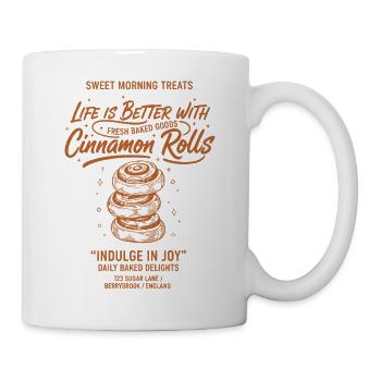 La vie au petit-déjeuner est meilleure avec des roulés à la cannelle - Mug blanc - blanc - Droite