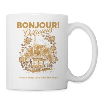 Breakfast Bonjour Delicieux Funny Brunch Coffee - Mug - white - Right