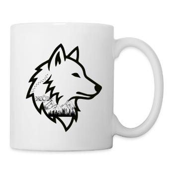 Wolfsprofil Linienkunst - Tasse - Weiß - Rechts