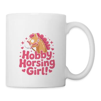 Hobby Horsing Girl Hobby Horse Cavalier Chevaux de poney montées - Mug blanc - blanc - Droite