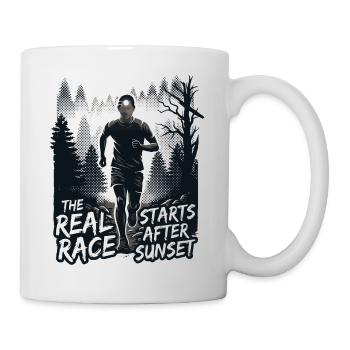 Course en sentier - La vraie course commence après le coucher du soleil - Mug blanc - blanc - Droite