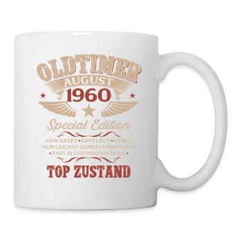 66. Geburtstag Geschenk Mann Oldtimer 1960 August - Tasse - Weiß - Rechts
